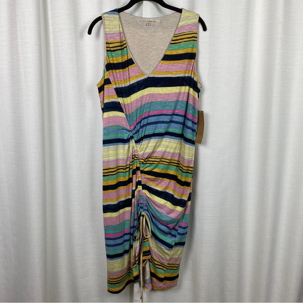 Rachel Rachel Roy April Navy Combo Striped Hem Tie Dress Sz.1X NWT - Picture 5 of 16